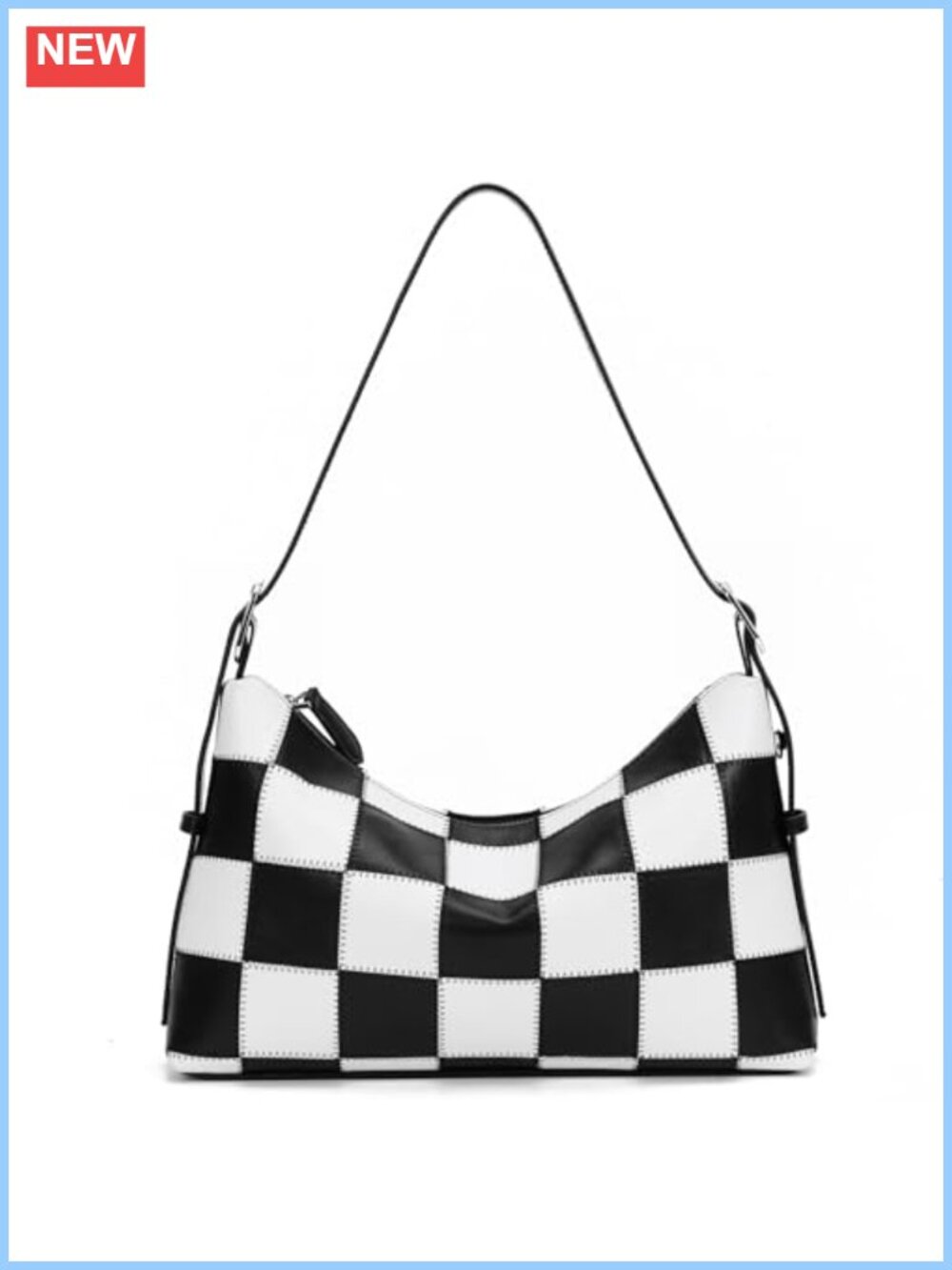 Vegan Leather Checkered Shoulder Bag Crossbody Tote Hobo Handbag